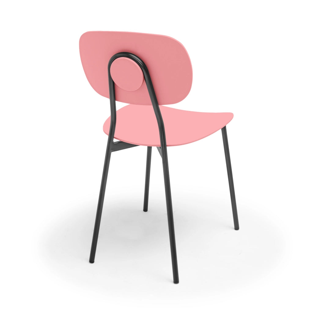 Fabriano - Set di 4 sedie di design in metallo e PP, stile moderno, colore elegante rosa
