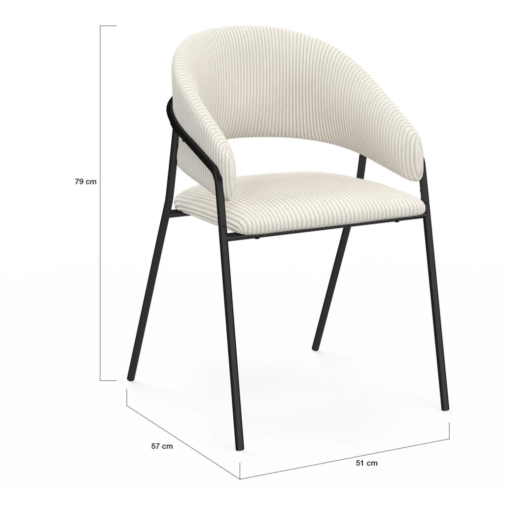 IDMarket - Set di 2 sedie da pranzo VINI in velluto a coste beige con gambe in metallo nero