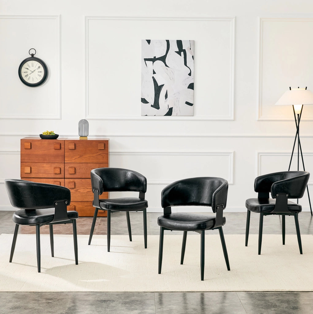 Sedie da pranzo 2 pezzi 77,3 cm in PU nero, stile Mid-Century moderno