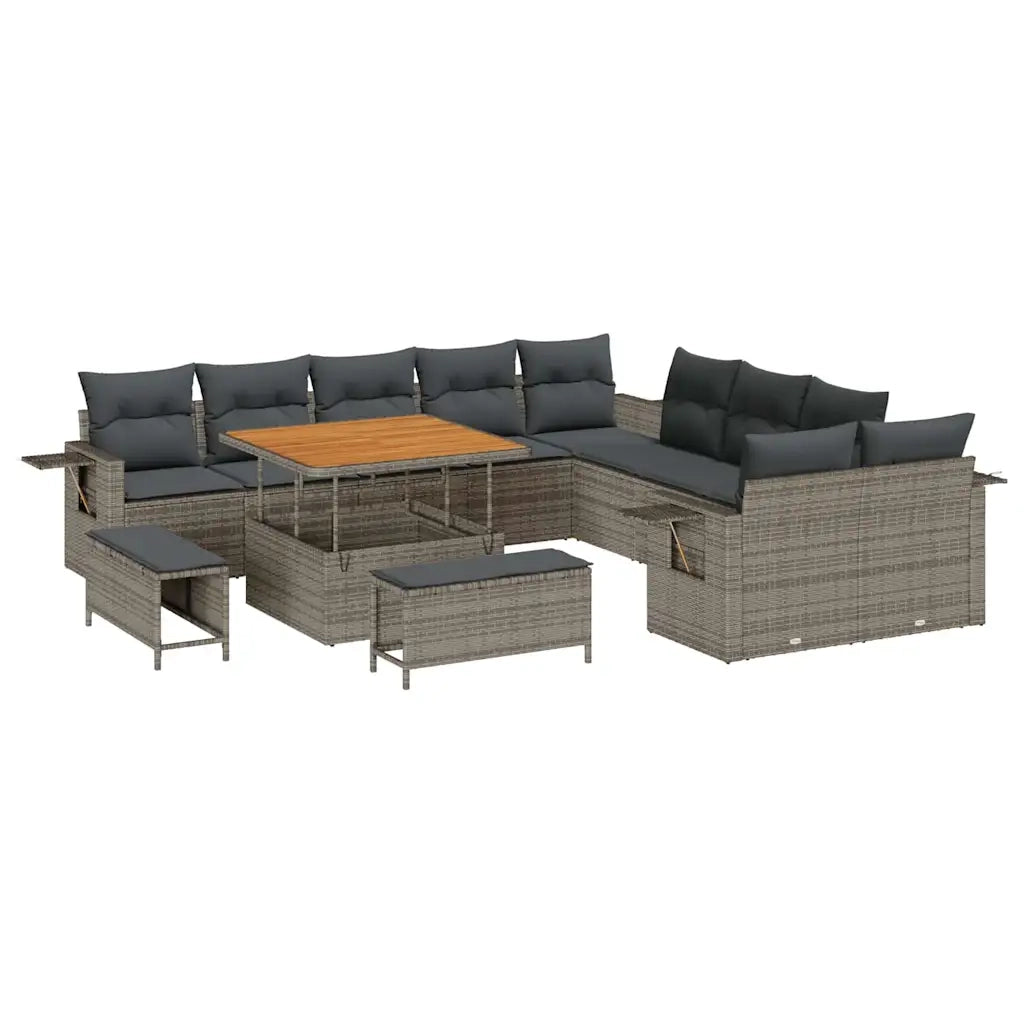 Set Divano da Giardino con cuscino 13 pcs Grigio polyrattan 3363748