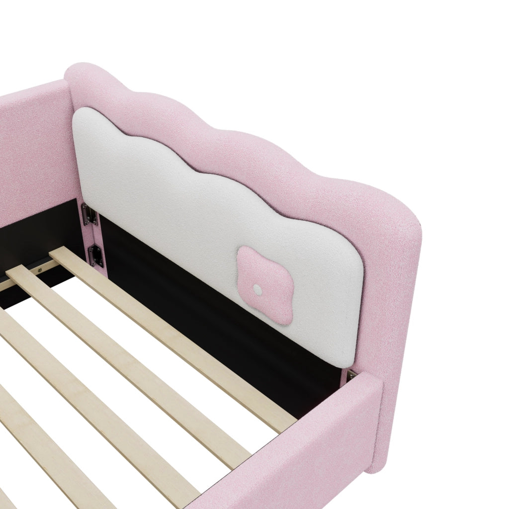Letto 90x200 cm con illuminazione LED e testiera colour blocking rosa
