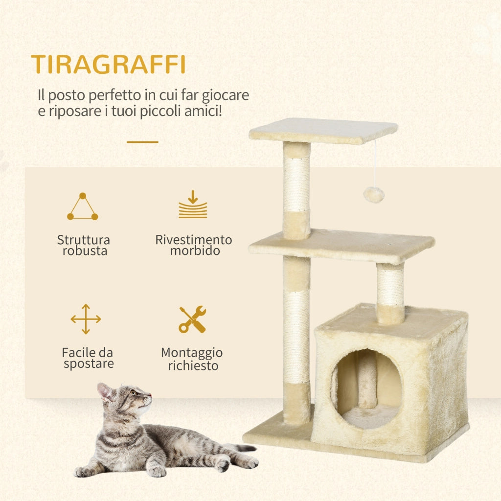 Albero Tiragraffi per Gatti con Cuccia ¨C zephmum ¨C 50x30x81.5 cm