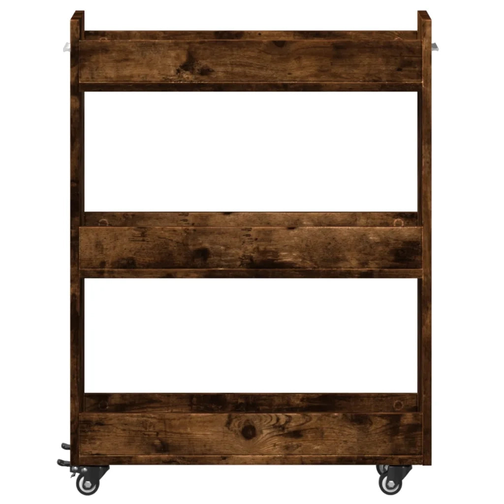 Mobile con Ruote Rovere Fumo 60x22x79 cm in Legno Multistrato 840419