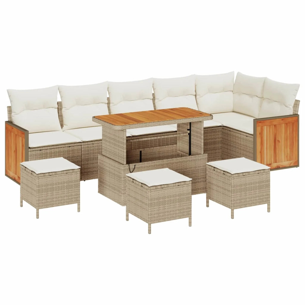 Set Divano da Giardino con cuscino 10 pcs Beige e Crema 3363201