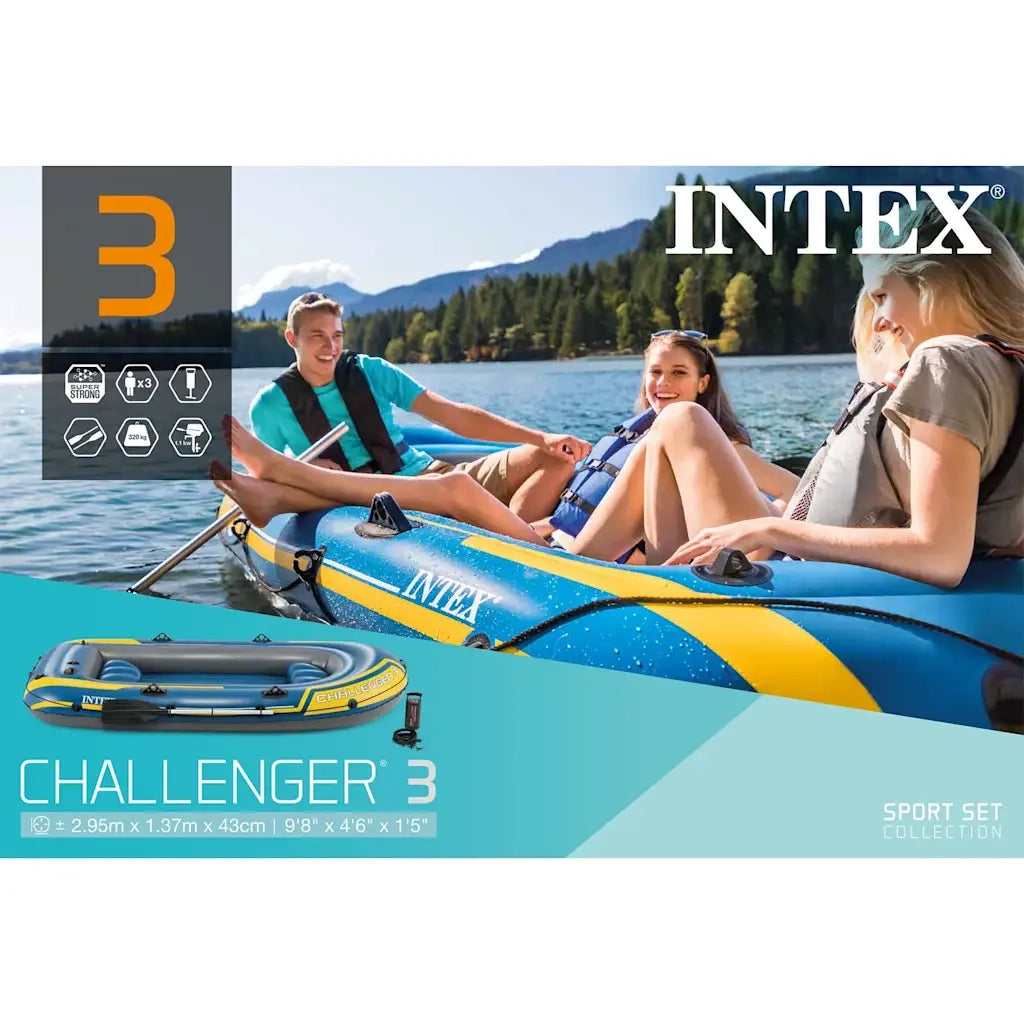 INTEX Set Gommone Gonfiabile con Remi e Pompa Challenger 3 90799