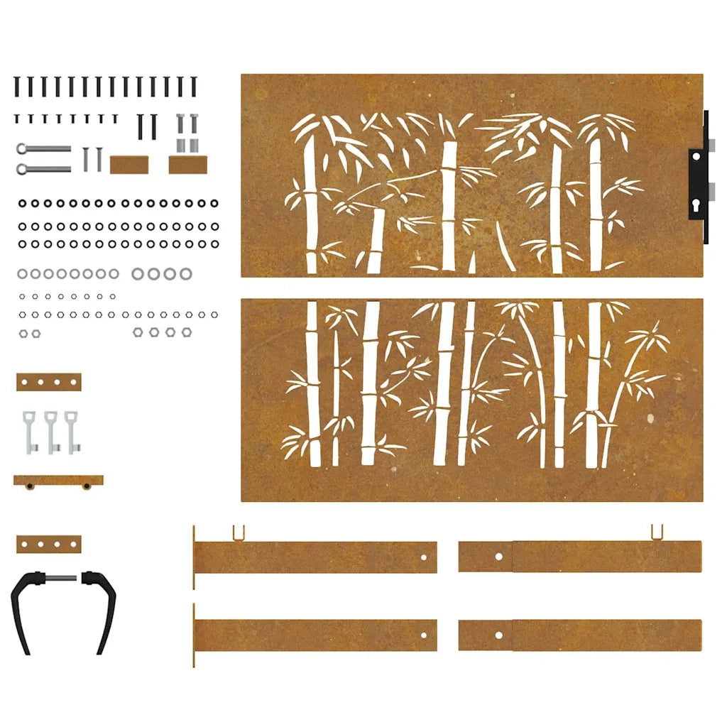 vidaXL Cancello da Giardino 105x105 cm in Acciaio Corten Design Bambù