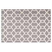 Tappeto Grigio Lana 160 x 230 cm Traliccio Quadrifoglio Trapuntato a Mano Orientale Trifoglio Marocchino