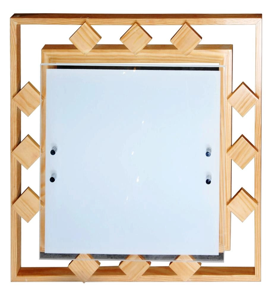 Plafoniera Natura quadrata legno vetro 2xE27 Candellux