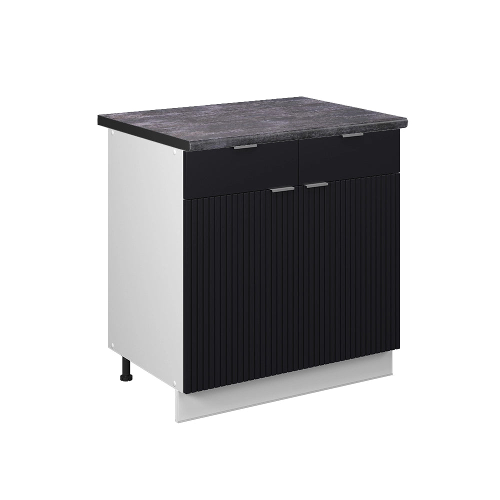 Mobiletto base per cucina Fame-Line Nero rigato/Bianco 80 cm, PL Antracite Vicco