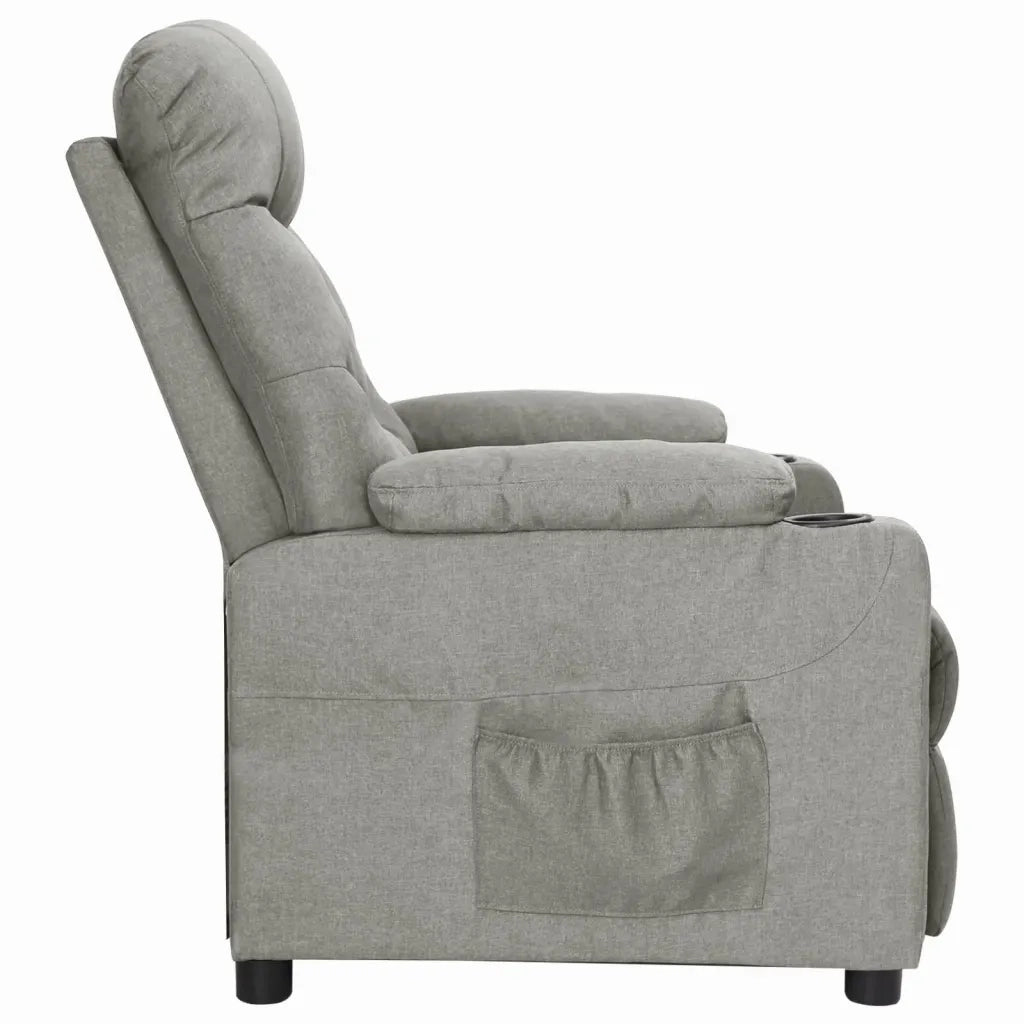 Poltrona | Sedia Relax Reclinabile in Tessuto Grigio Chiaro