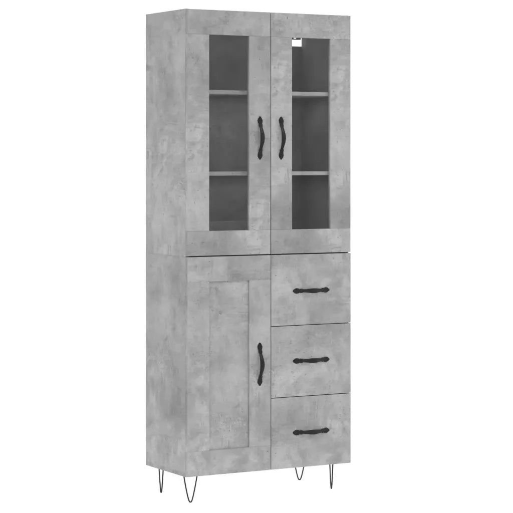 Credenza-Buffet-Armadio da cucina Grigio Cemento 69,5x34x180 cm in Legno Multistrato 612362
