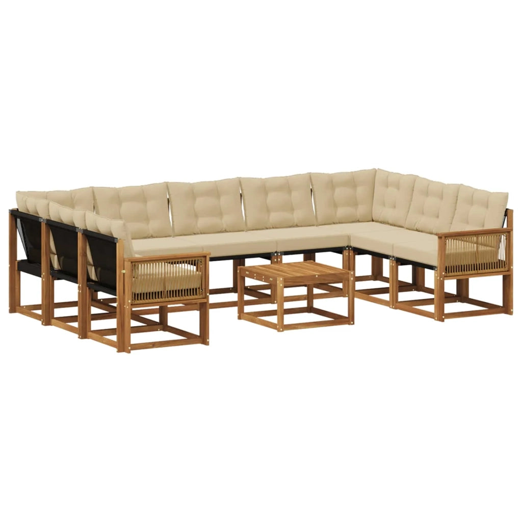 Set di divani da esterno 10 pz Naturale e Beige 3382229