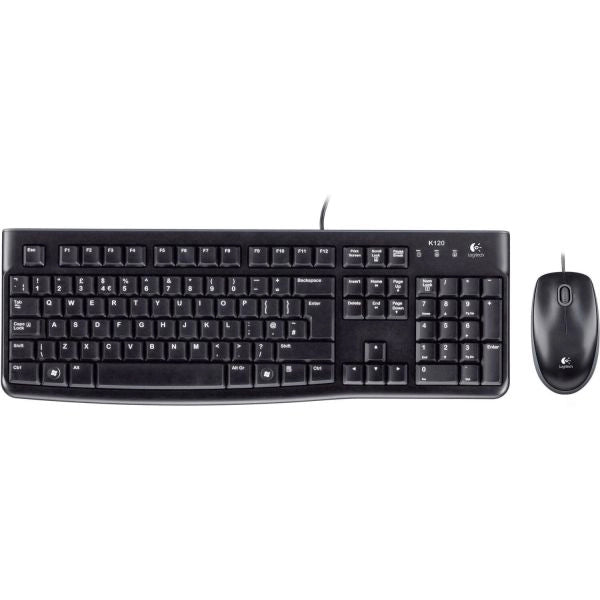 Logitech mk120 combo tastiera e mouse con filo per windows, mouse ottico cablato, tastiera di dimensioni standard, usb plug-and-play, compatibile con pc, laptop - 920-002543