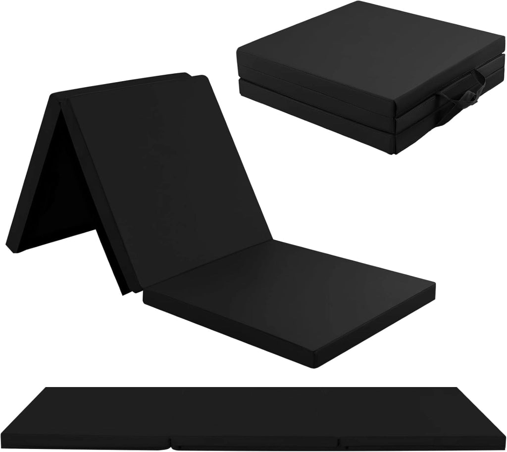 Tappetino da Ginnastica Pieghevole, Spessore 3,8 cm, Tappetino Sportivo Fitness, Imbottitura in Cotone con Perline EPE, Tappetino da Palestra Spesso, 180 x 60cm