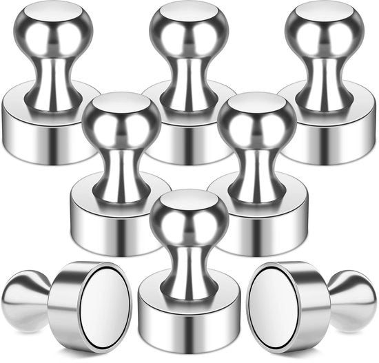 Magnetici forti 8 pezzi - 12 mm x 16 mm Magnetici in acciaio inossidabile per lavagna bianca, Neodymium Extra forti, per frigorifero, piccoli - per adesivi, foto
