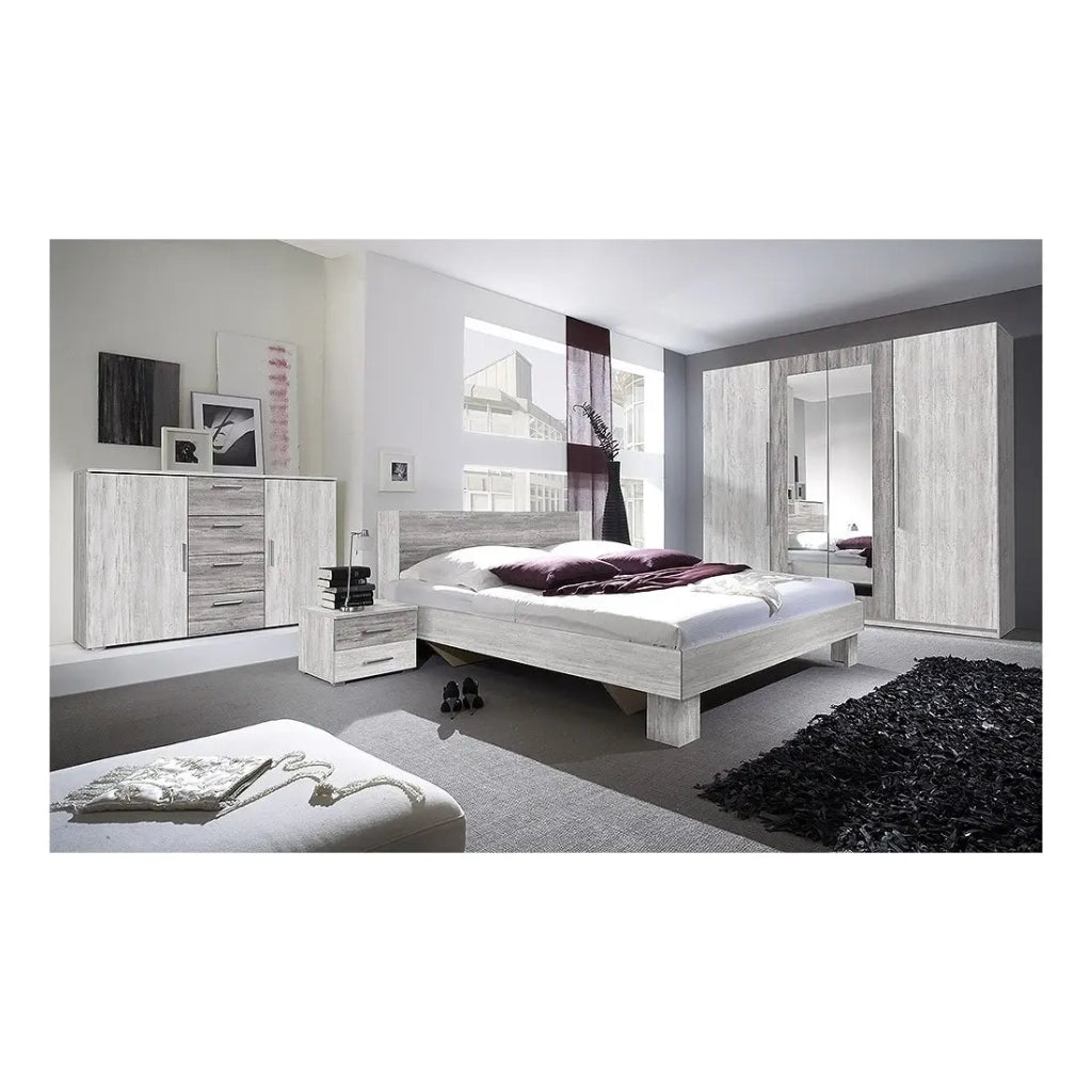 Letto adulto 180x200 collezione IRINA. Colori grigio chiaro e grigio scuro.
