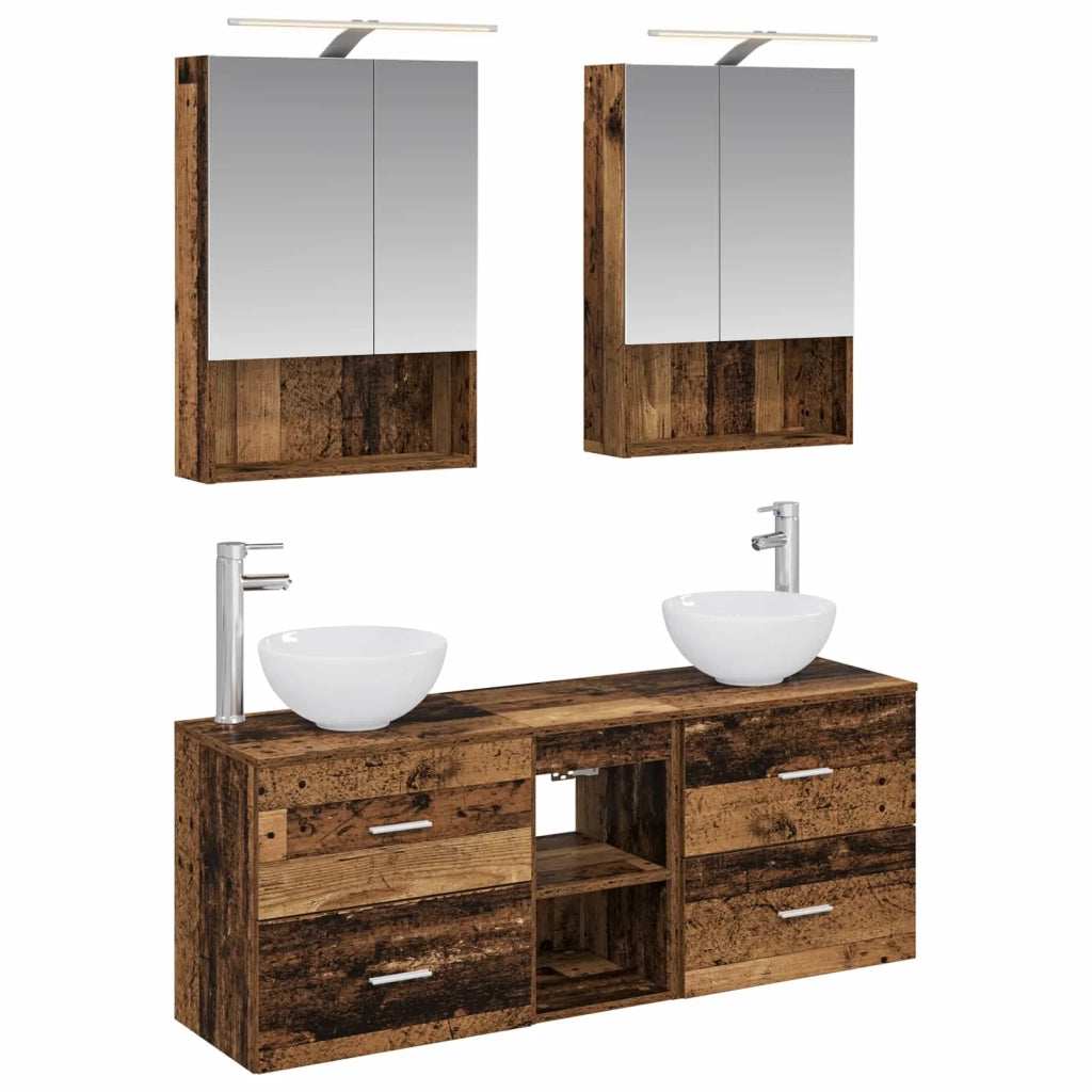 Set di Armadi da Bagno 5 pcs Legno antico 50 x 14,5 x 70 cm 3406685