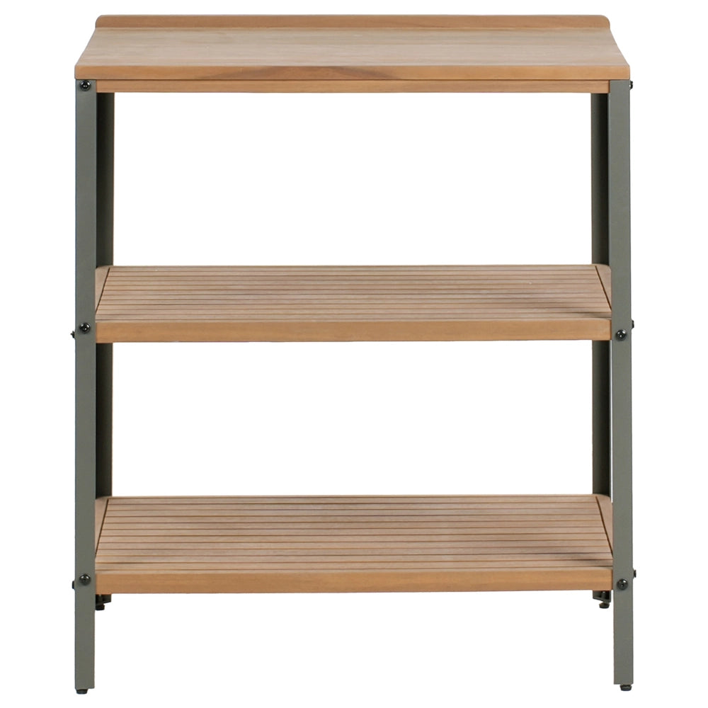 Cucina da esterno 3 elementi in legno di acacia con lavello e rubinetto in acciaio inox in legno massiccio marrone e nero
