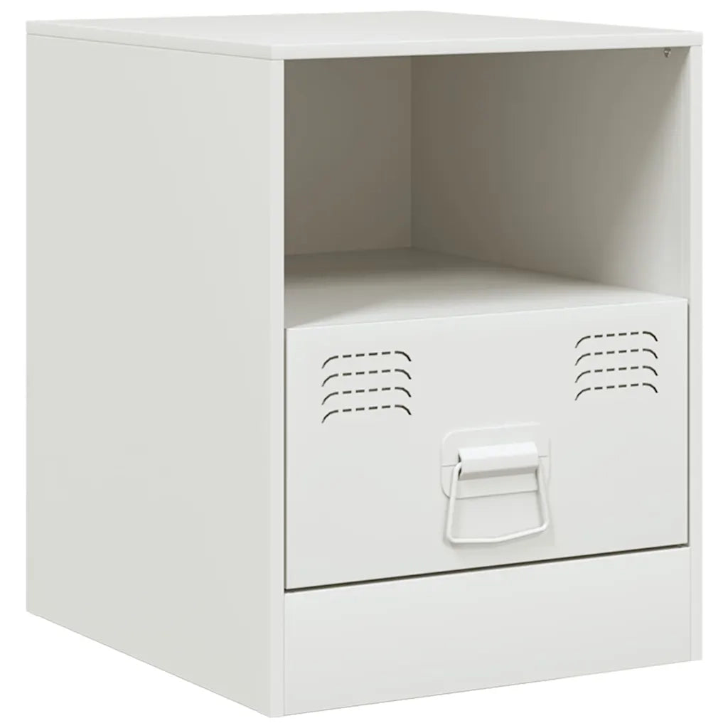 Comodino | Armadio da Notte | Mobiletto da notte Bianco 34,5x39x44 cm in Acciaio