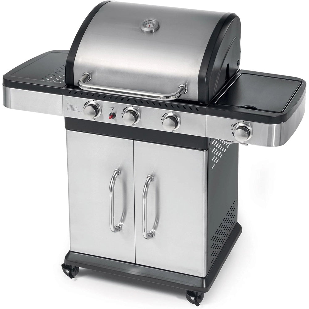 BARBECUE A GAS 3 FUOCHI+FORNELLO LATERALE BBQ COPERCHIO INDIANAPOLIS 4 OMPAGRILL