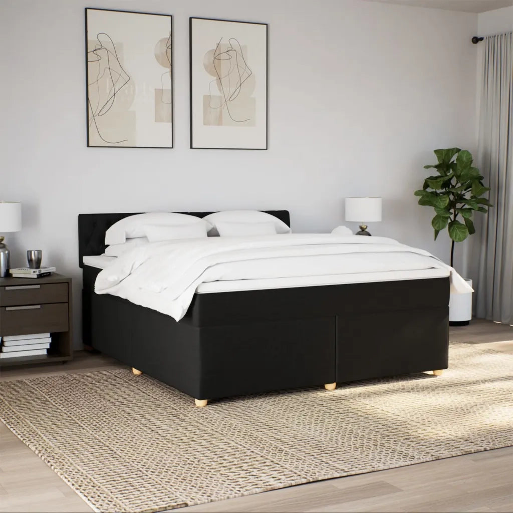Giroletto a Molle con Materasso Nero 180x200 cm in Tessuto