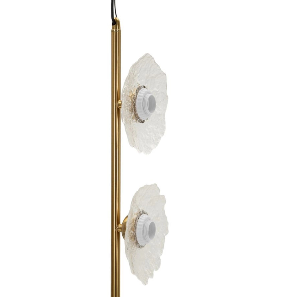 Lampadario verticale Emily in metallo oro e vetro