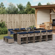 Set da pranzo da giardino da 15 pz con Cuscini in Polyrattan Grigio 3277944