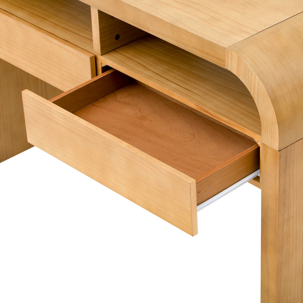 Consolle con 2 cassetti e vani aperti, piedi regolabili, per ingresso e soggiorno, in MDF, naturale 120 × 35.5 × 76.5 cm
