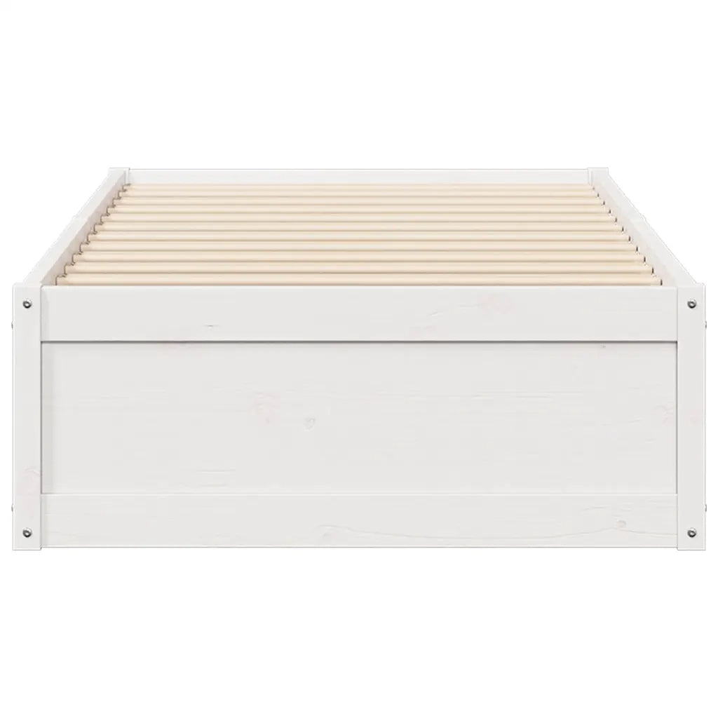 Letto senza Materasso Bianco 75x190 in Legno Massello di Pino