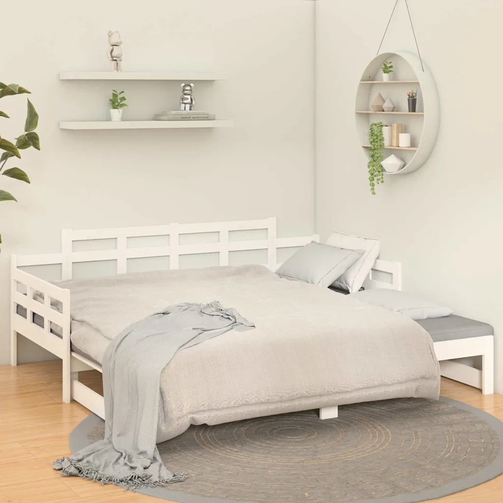 Dormeuse Estraibile Bianca Legno Massello di Pino 80x200 cm 820348