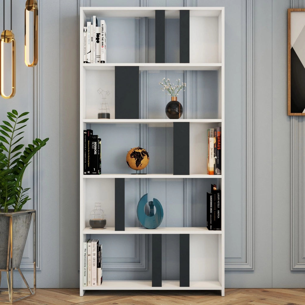 Biblioteca Tribogna, Libreria 4 Ripiani, 90x20x180h cm Bianco