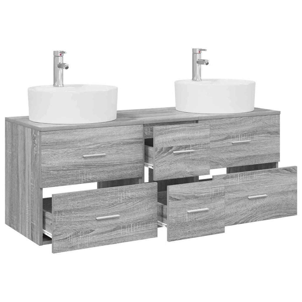 Set di mobili per il bagno 3 pz Sonoma grigio 3405888