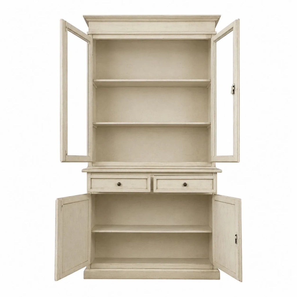 Cristalliera 2 porte legno shabby bianco invecchiato 105x42x206 - Mobili 2G
