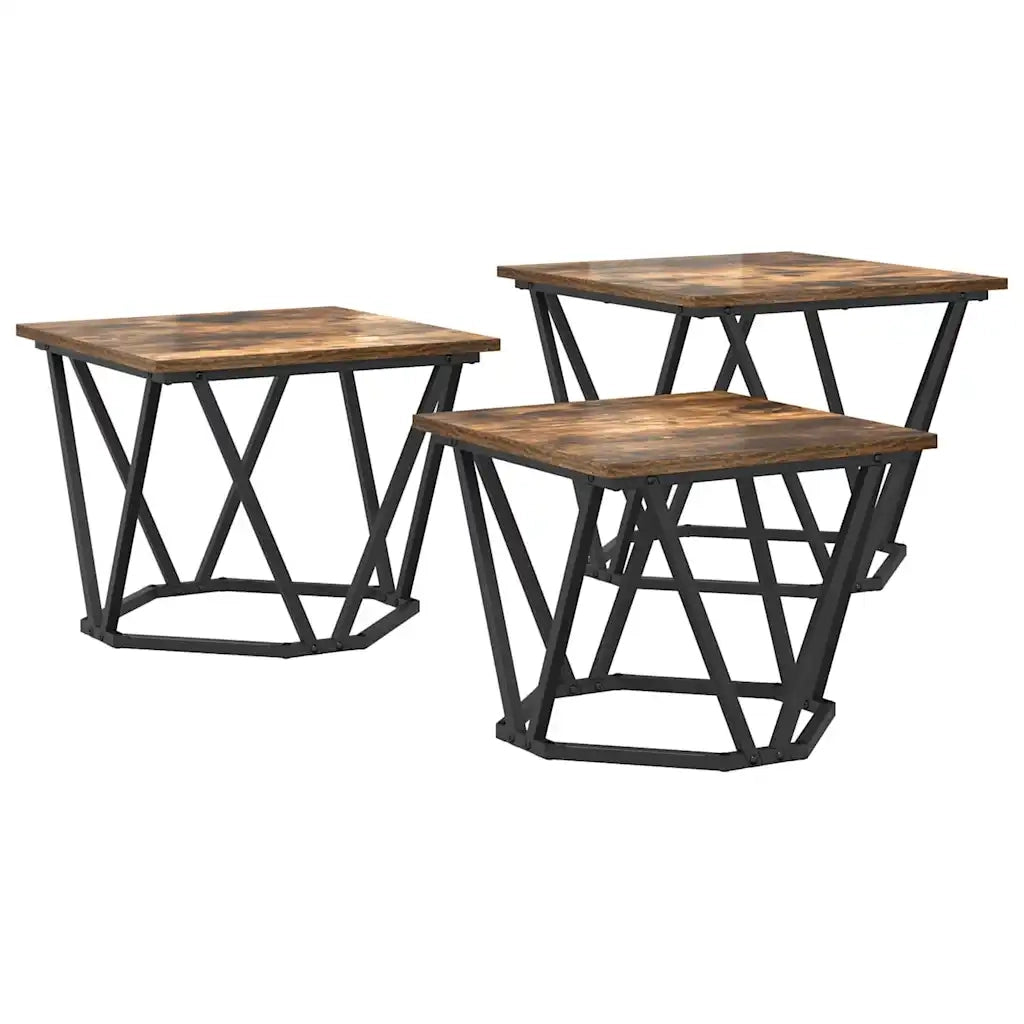Tavolino da salotto 3 pz Rovere fumé 50 x 50 x 40 cm 868281