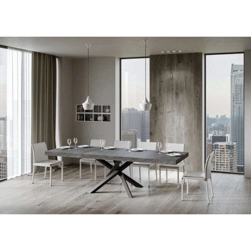 Tavolo allungabile 200/460x90 cm Volantis Premium telaio Antracite - Cemento