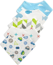 Set di 5 Asciugamani per Bambino a Forma di Triangolo con Bottone a Scatto 100% Cotone - Asciugamani per Cibo Asciugamani per Sabbia