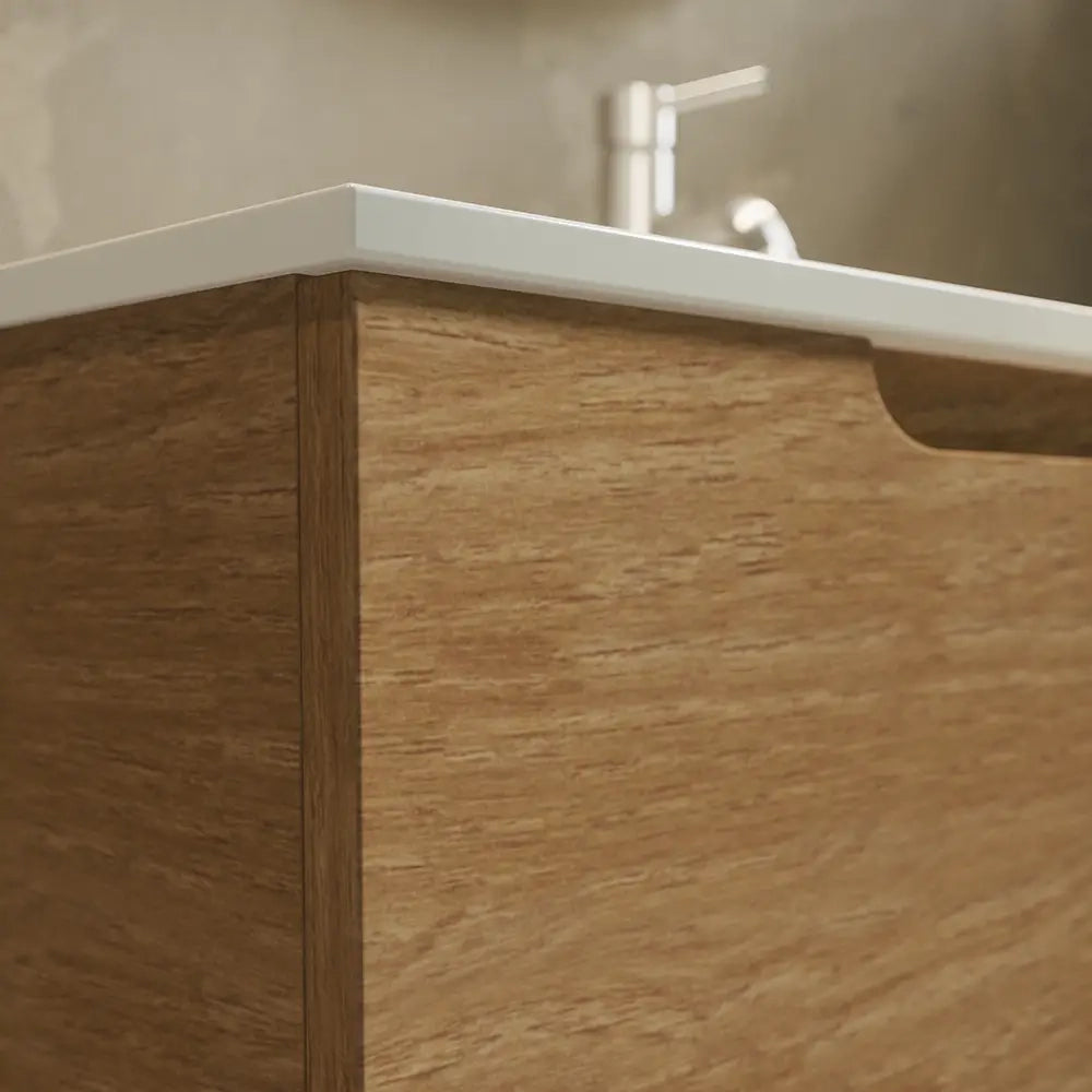 Mobile bagno sospeso 60 cm un cassetto rovere chiaro con lavabo  | Moor