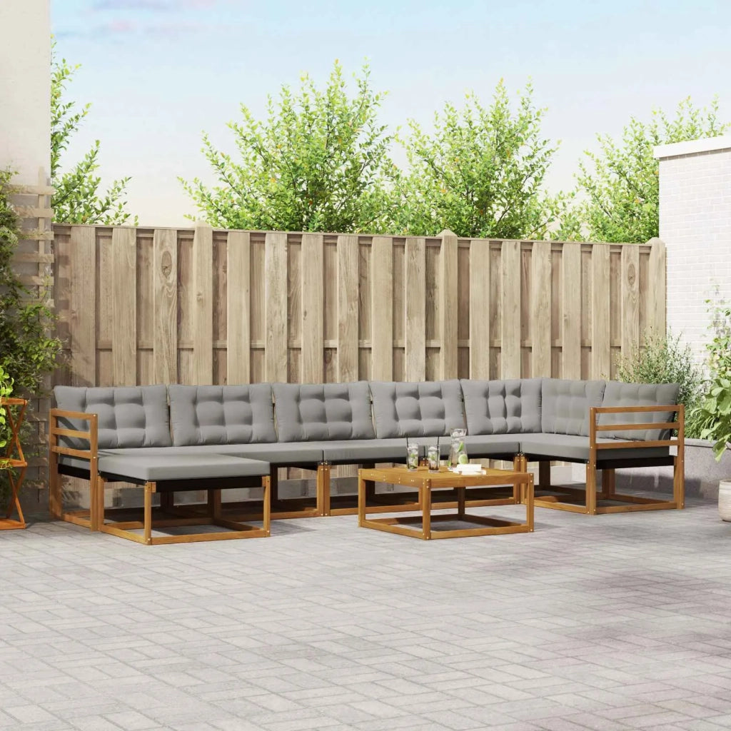 Set di divani da esterno 8 pcs Grigio Naturale e Chiaro 3369686