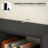Libreria Moderna 60x26x158 cm con Cassetto Centrale e Kit Antiribaltamento in Legno Nero