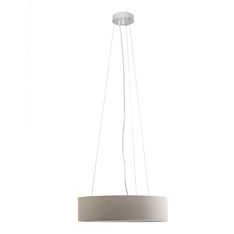Lampada a Sospensione Rossini con Paralume Cilindrico Avorio - Struttura in Metallo Bianco - Attacco E27, Potenza 75W, IP20, Ø 58 x 15 x 150 cm