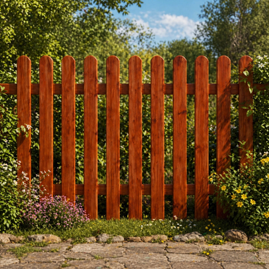 Staccionata In Legno Di Pino Per Giardino Orto E Recinzioni Decorative Con Doghe Arrotondate Barriera Outdoor Resistente Alle Intemperie 180 x 100 Cm Legno Scuro
