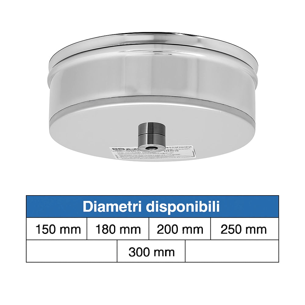 Tappo raccolta condensa acciaio per ispezione canna fumaria manutenzione *** misura Ø 150 mm, confezione 1