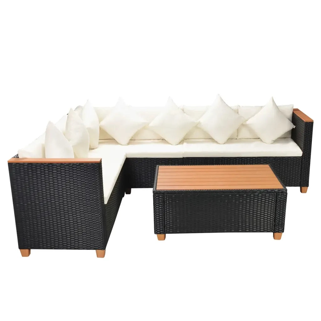 Set Divani da Giardino 4 pz con Cuscini in Polyrattan Nero cod mxl 35056
