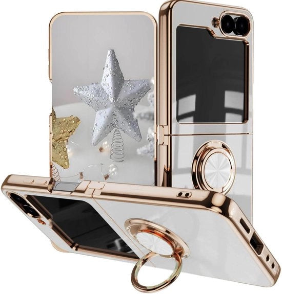 Hoes schocchiestante per smartphone pieghevole, design ultraduro, bumper morbido, custodia in silicone con stand per giro, bianco