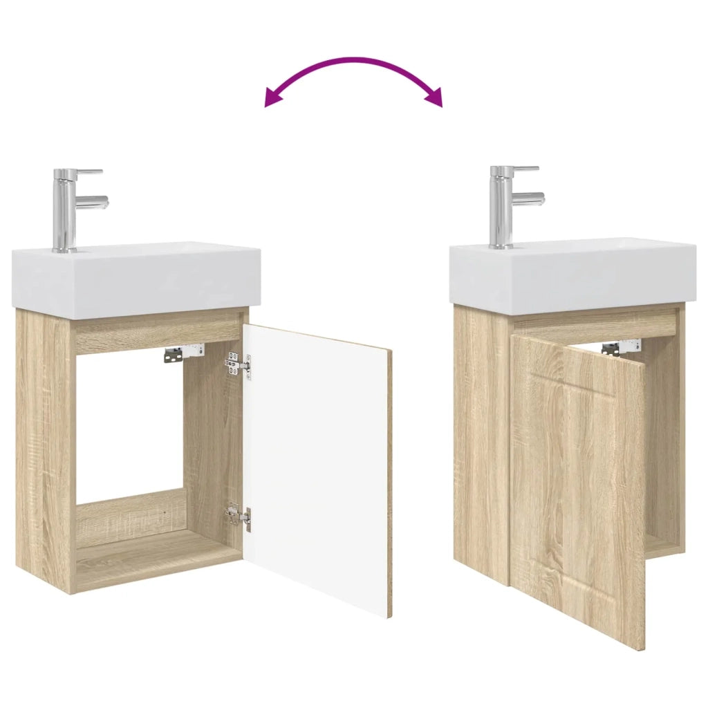 Mobile bagno con rubinetto Rovere Sonoma 45,5 x 25,5 x 84 cm