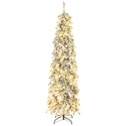 Albero di Natale Stretto 225 cm con Luci LED Bicolori 11 Modi Timer 800 Rami Verde ¨C zephmum ¨C Verde