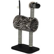 Tiragraffi per gatti con design zebrato e tunnel ?25 cm, lunghezza totale 93 cm, colore bianco e nero.