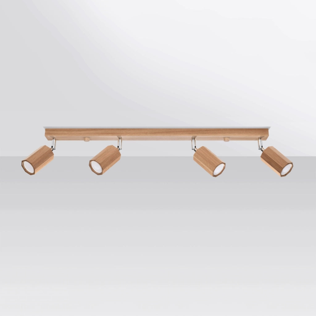 Plafoniera Pure Lume Ruvano 4 faretti rovere scuro GU10