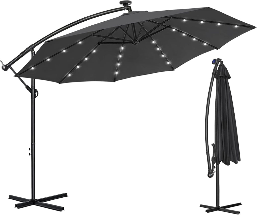 Ombrellone parasole con manovella, in alluminio, ombrellone da giardino, balcone, con supporto, protezione dai raggi UV, terrazza, giardino, spiaggia