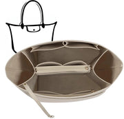 Organizzatore per borsa in velluto con chiusura a molla e scomparto "a tasca dentro tasca" (beige, M)